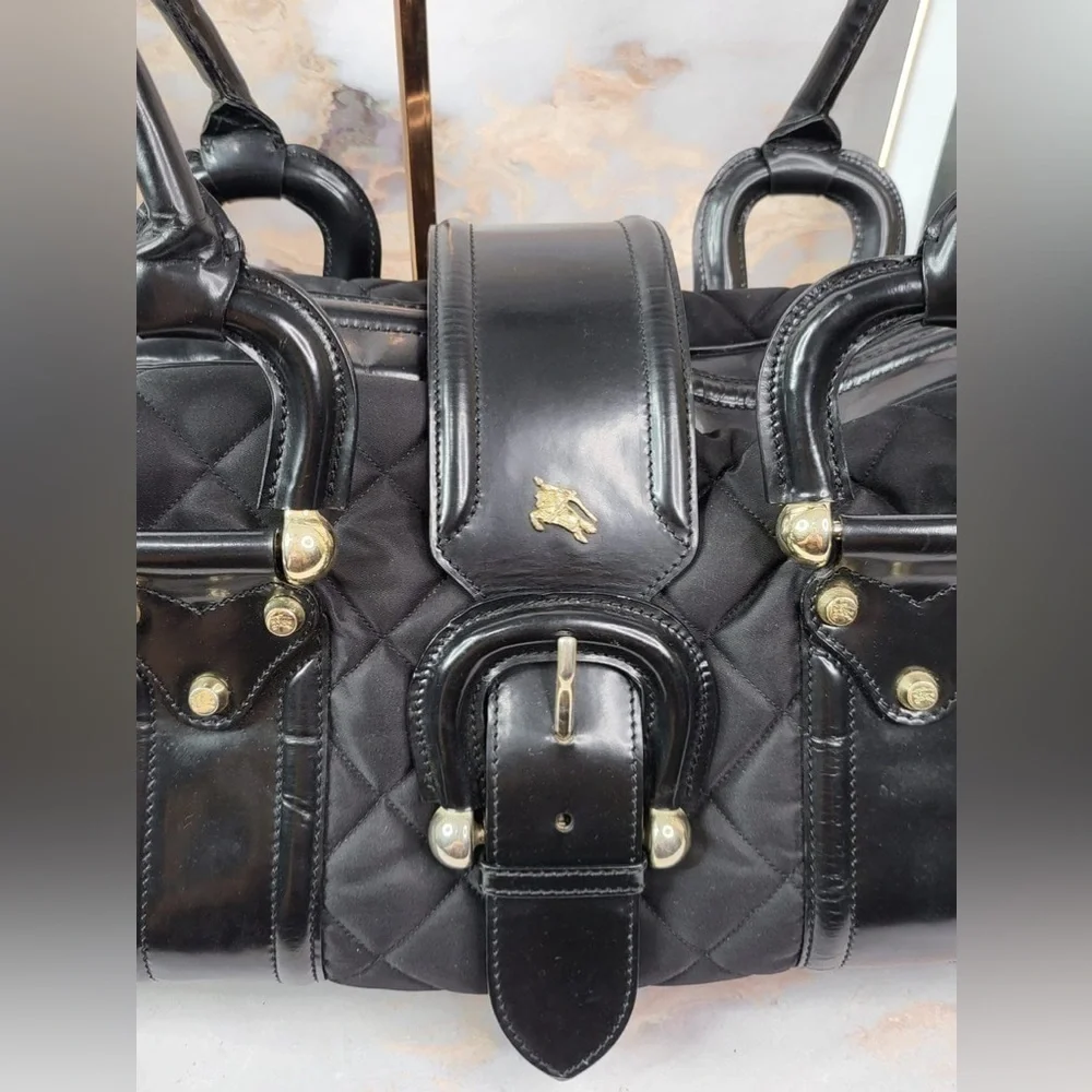 Burberry Quilted Nylon Manor Satchel Bag